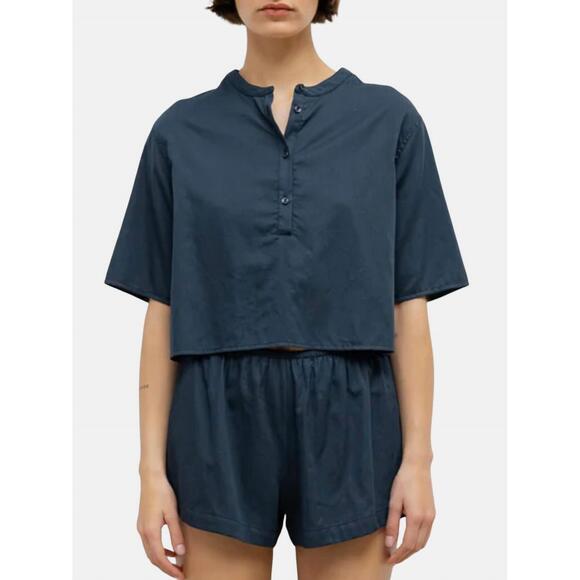 LESET Tops - NEW LESET yoko short sleeve henley tee in midnight